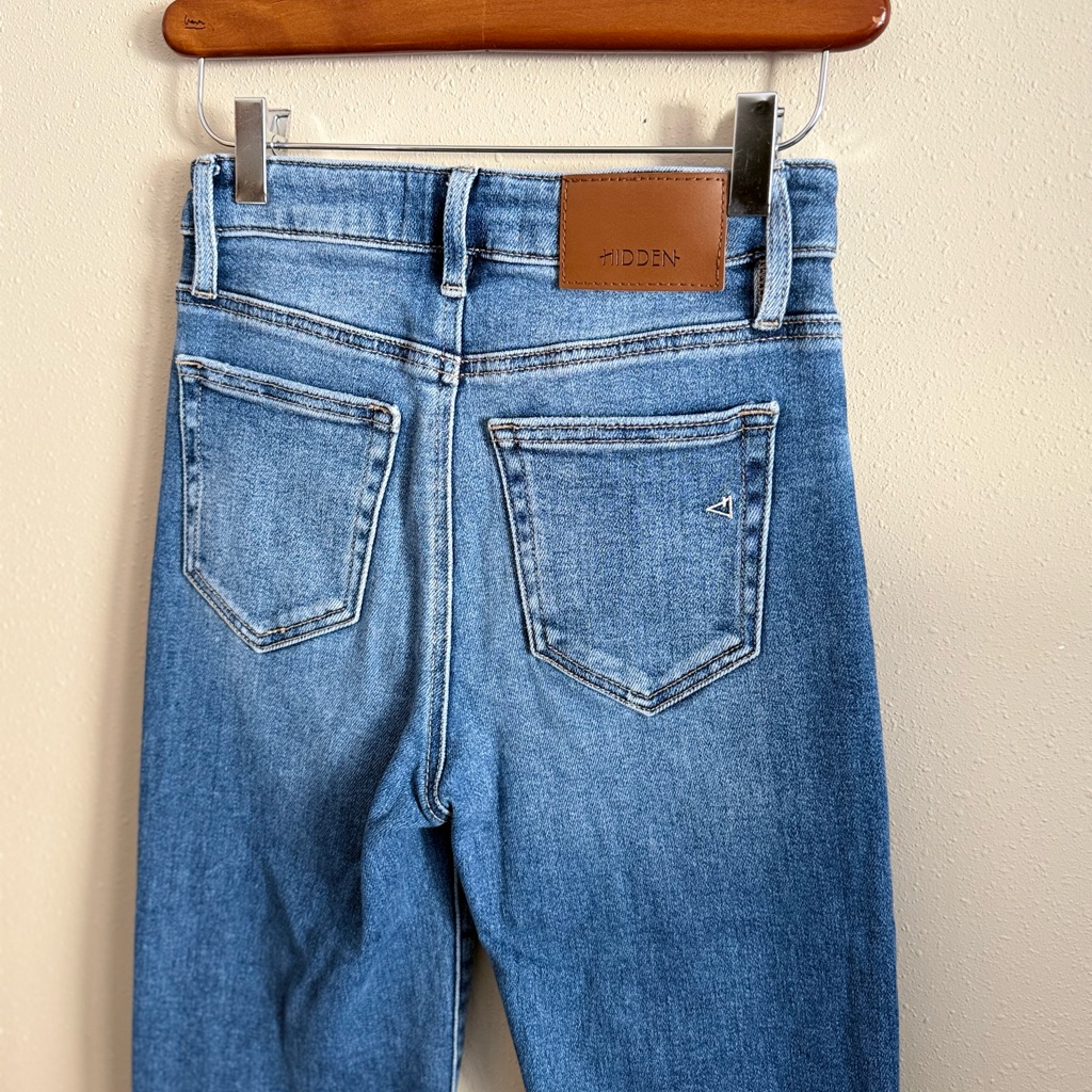 Hidden Jeans High Rise Straight Raw Hem Distressed Light Wash Size 24